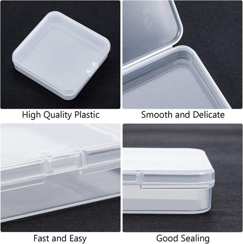 SATINIOR 24 Packs Small Clear Plastic Beads Storage Containers Box with Hinged Lid for Storage of Small Items, Crafts, Jewelry, Hardware (2.76 x 2...
